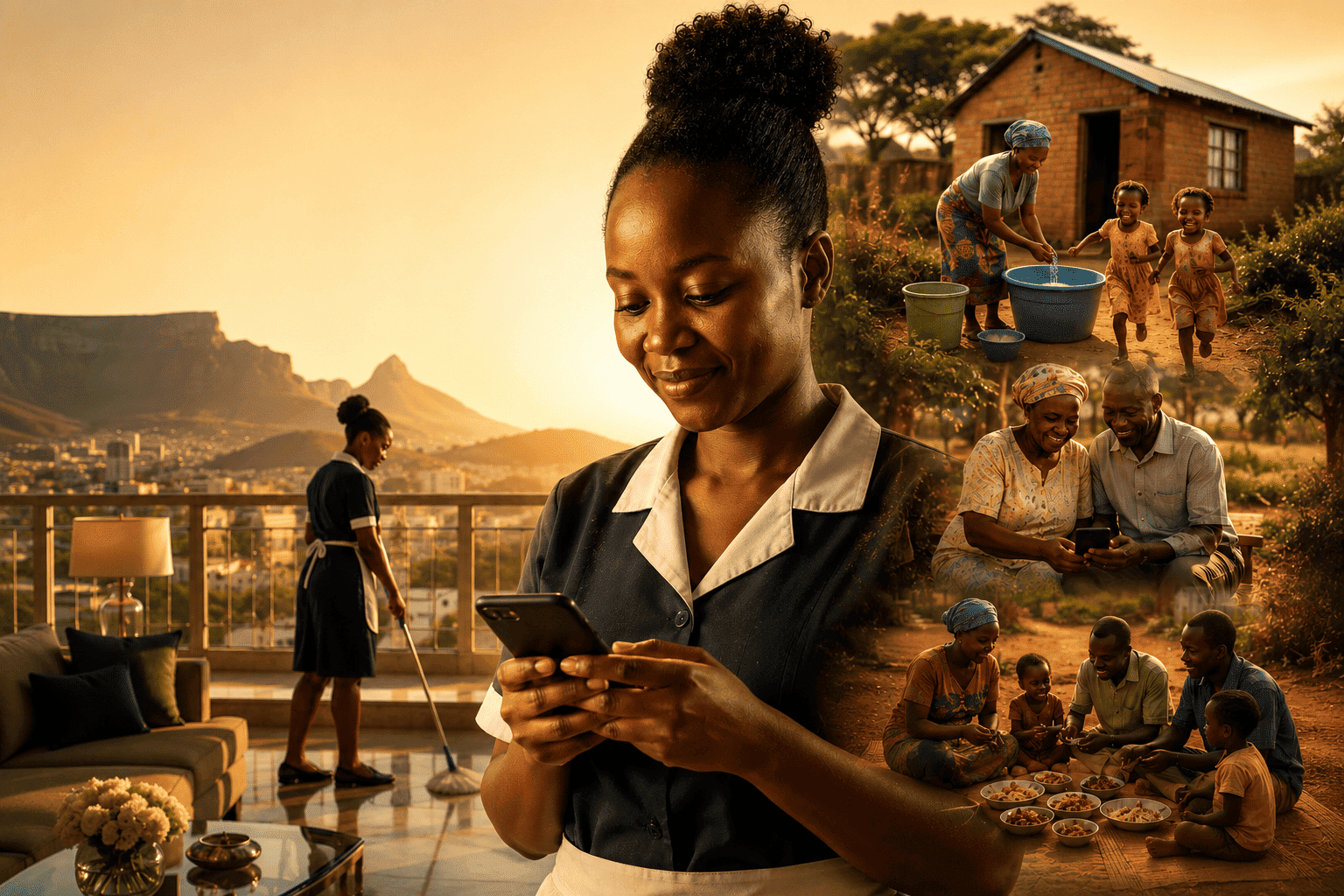Happy people using phone
